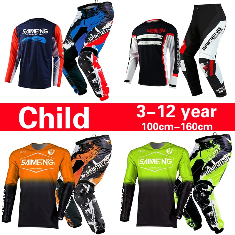 

SIZE 20 22 24 26 28 saimeng children enduro motocross gear set mx jersey pants motorcycle kits mtb Off Road youth racing suit