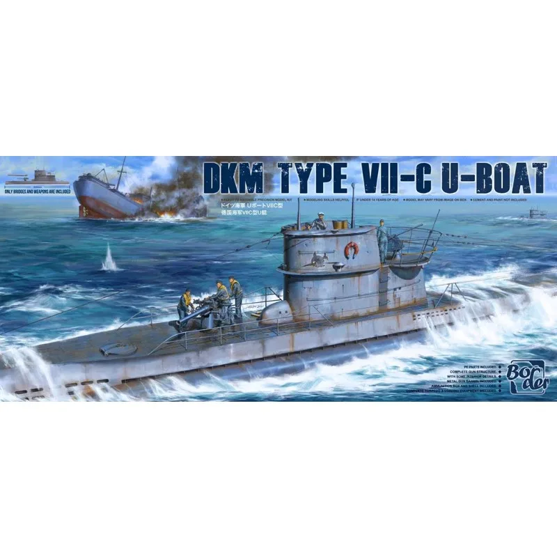 Kit de modelo em escala de navio BORDER BS-001 DKM Tipo VII-C U-Boat Deck superior 1/35