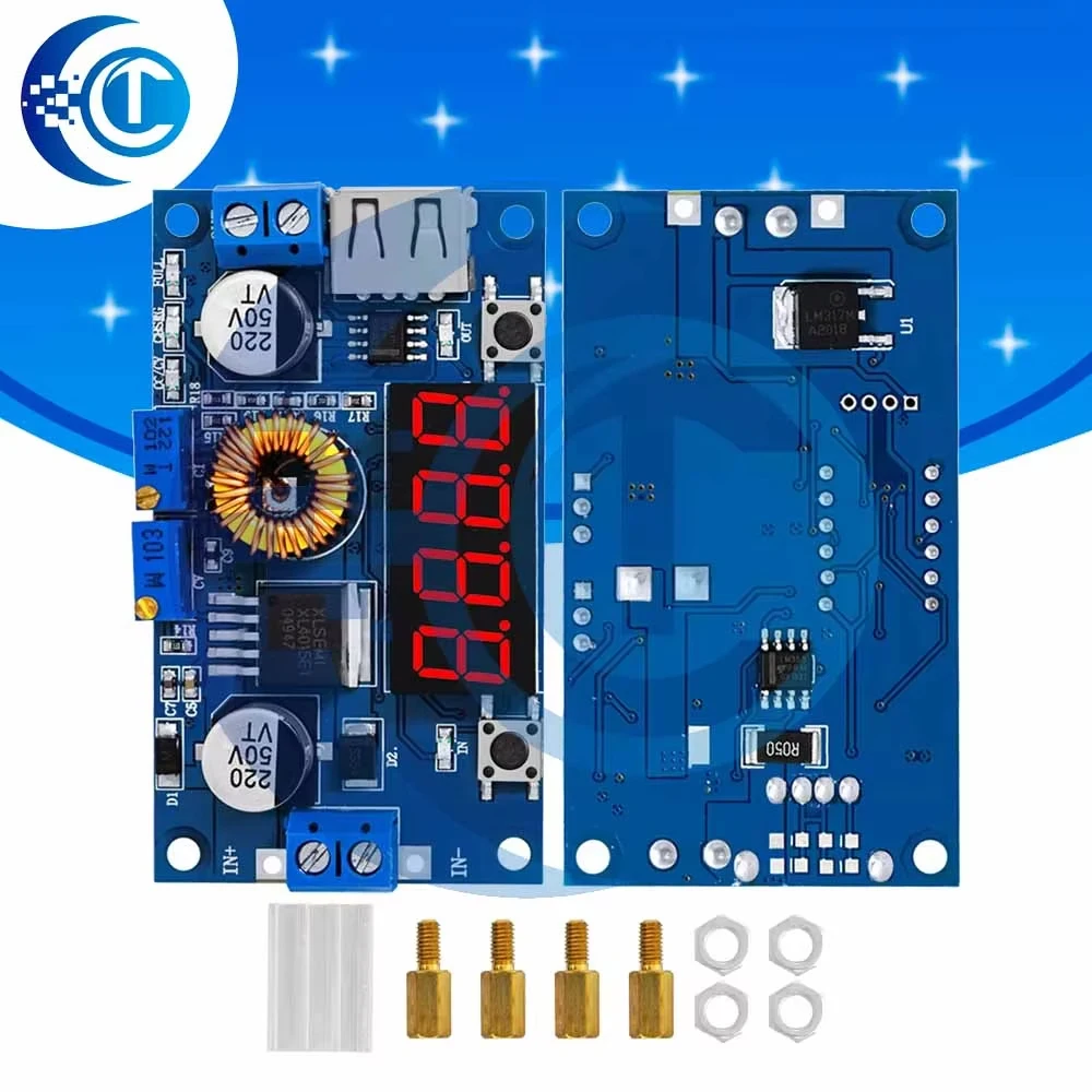BAISHUN 5A 75W CC‑CV Step‑Down Power Module, LED Driver with USB Voltmeter Ammeter Voltage Regulator