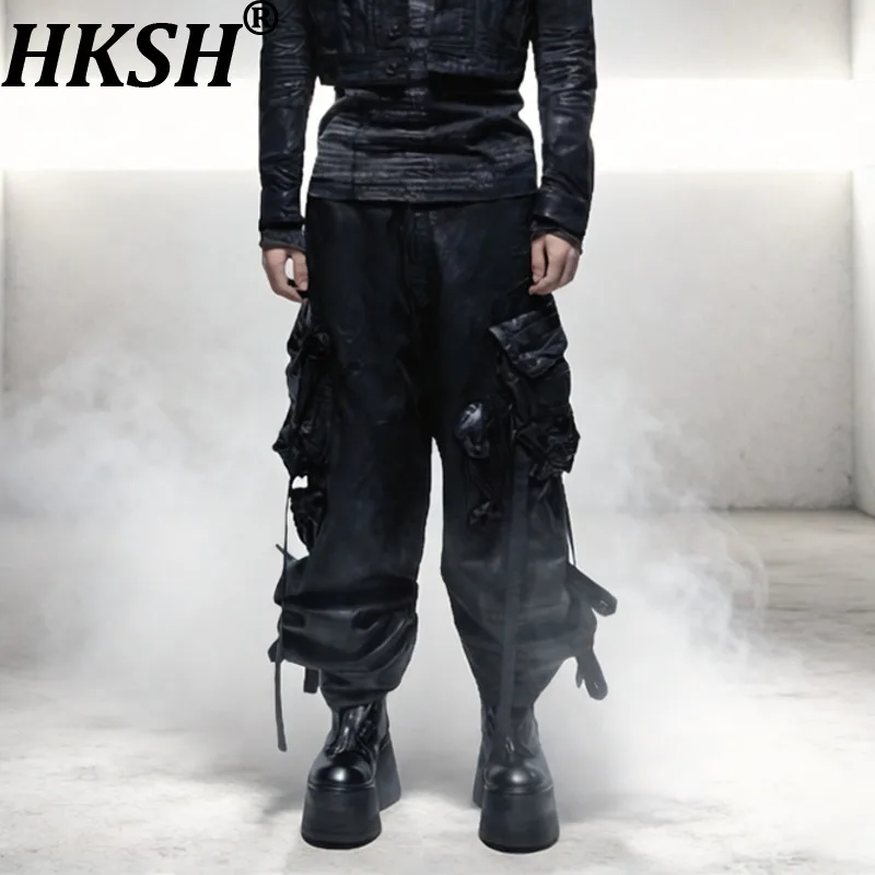 HKSH Spring Summer New Men Tide Dark Waste Land Style Capris Deconstructed Lace-up Destroyed Shorts Chic Ins Cargo Pants HK19811
