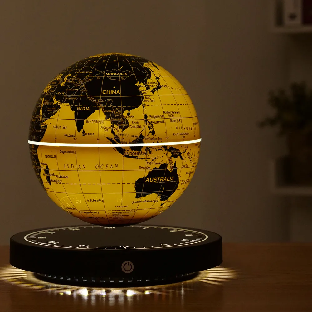 Globo de levitación magnética 3D luminoso, luz nocturna giratoria de 360 grados, lámpara Led flotante de tierra para oficina, escritorio, regalo