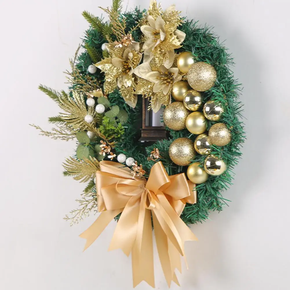 

Christmas Ball Garland Christmas Ornament Garland Christmas Wreath Garland Elegant Door Decor with Light Ball Bow Tie for Indoor