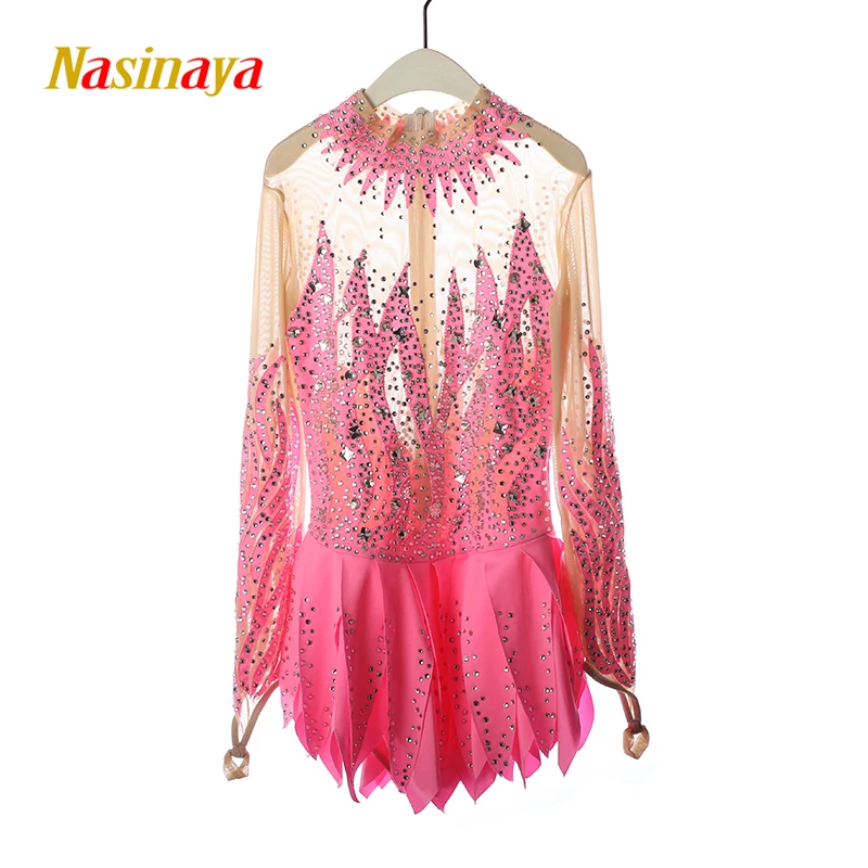 Figure Skating Competition Training Dress Women's Children's Rhythmic Gymnastics Dance Bright Pink Performance