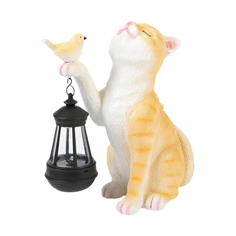 

Solar Cat Garden Figurine Lights Garden Cute Cat Waterproof Lawn Decor Statue Resin Cat Statues For Cat Lover Patio Home Yard