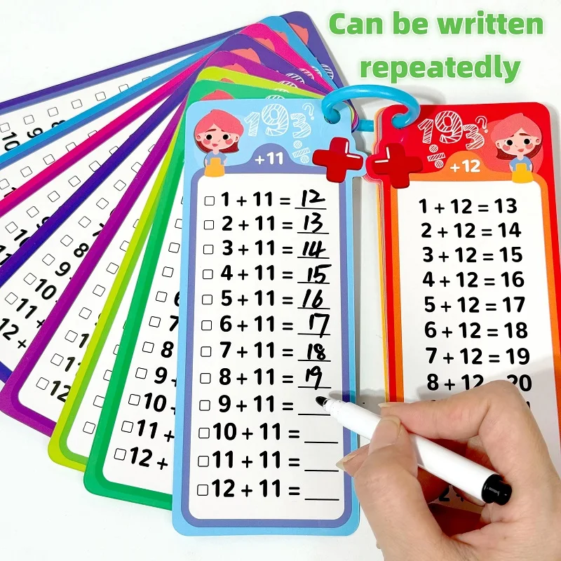 1-12 Maths Table Cards Self Check Math Learning Tool Montessori Mathematical Teaching Aids Add&Subtract or Multiply&Divide Set