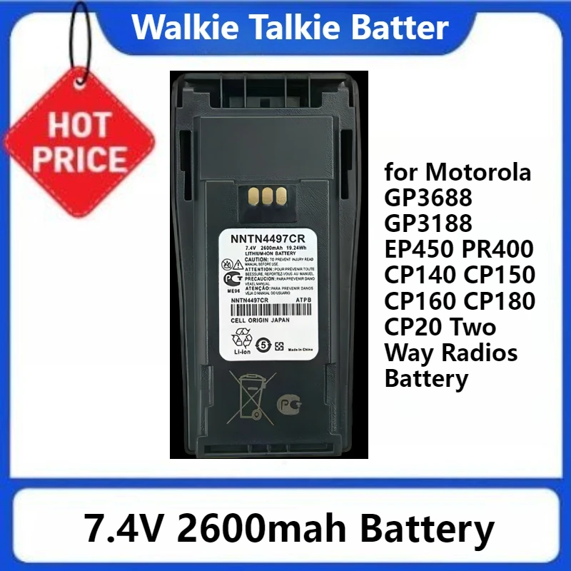 

Для Motorola GP3688 GP3188 EP450 PR400 CP140 CP150 CP160 CP180 CP20 двусторонние радиостанции постоянного тока 7,4 В NNTN4497CR литий-ионный аккумулятор