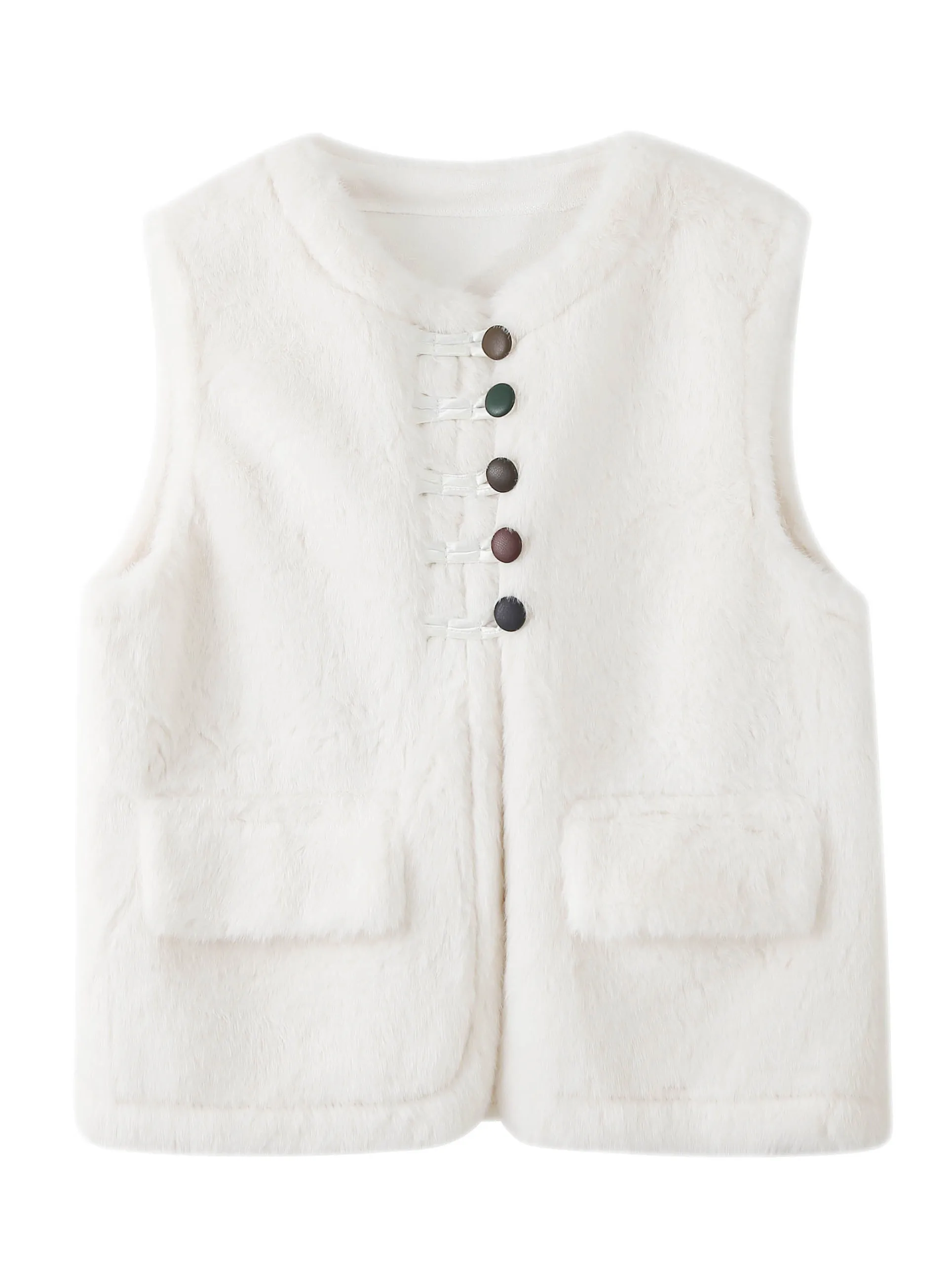 

Women's ort Fur Vest Inteated Leather And Fur Jaet Autumn Winter Faion Trendy round Ne Single Button Closure ...