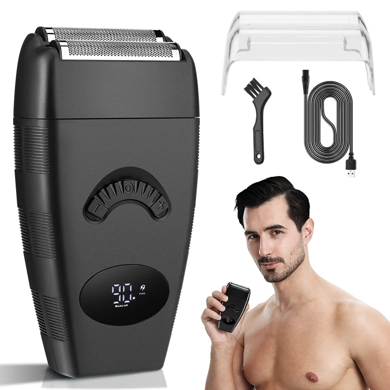 Professional Hair Clipper Beard Shaver Self-service Haircut Bald Shaving Machine Waterproof Three-speed Long Battery