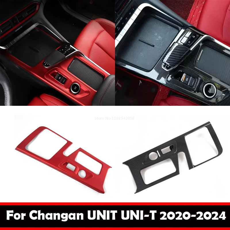 LHD For Changan UNIT UNI-T 2020 21 22 23 2024 ABS Carbon Car Central Console Gear Shift Panel Frame Sticker Water Cup Cover Trim