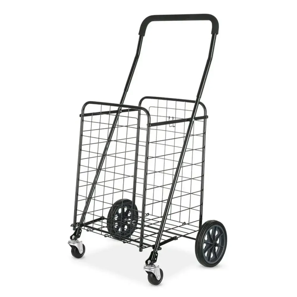 Adjustable Steel Rolling Cart with Foam-covered Handle Easy Assembly & Foldable Durable Swivel Wheels Multi-Use Laundry Shopping