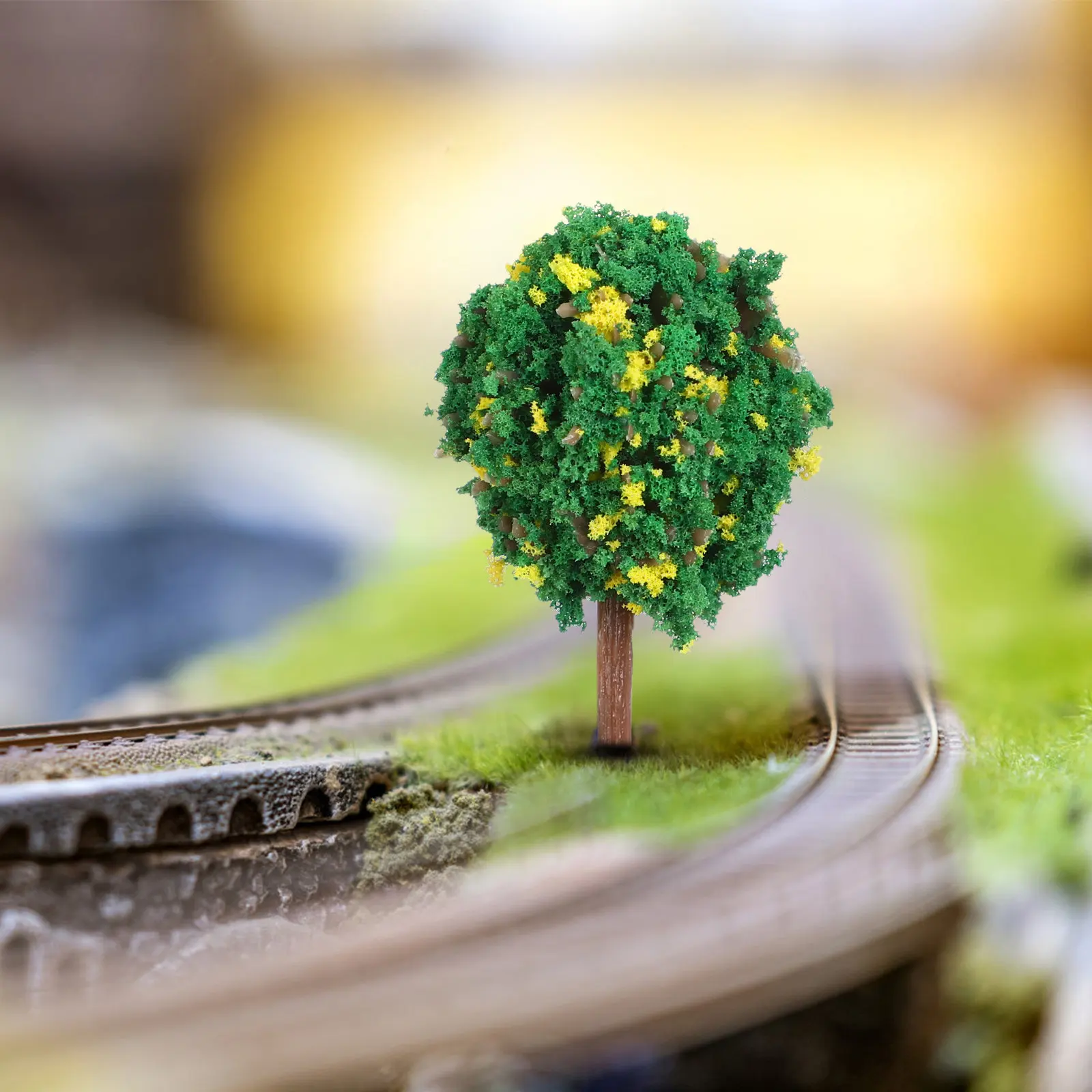 50Pcs Miniature Scene Trees Plastic Artificial Foliage for Railway Landscaping Diorama Fairy Garden Craft Scenery Green