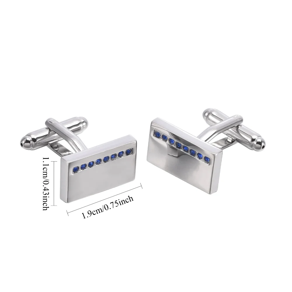 Rectangular Diamond-encrusted Cufflinks Business Formal Shirt Accessories Men's Exquisite Metal Diamond Cufflinks
