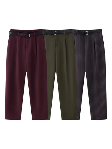 2025 nueva ropa de mujer estilo europeo y americano moda diseño elegante sentido tres colores pantalones Doble plisado