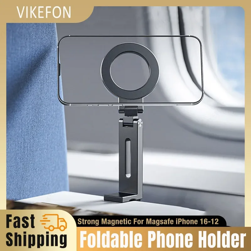 

Портативный складной магнитный держатель для телефона, настольный боковой зажим для телефона, дорожная подставка для Magsafe iPhone 16, 15, 14, 13, 12, Samsung Xiaomi