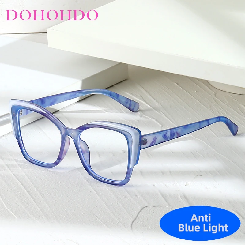 

Retro TR90 Big Frame Cat Eye Anti-Blue Light Women's Glasses Designer Brand Men Computer Games Office Work Optical Eyeglasses