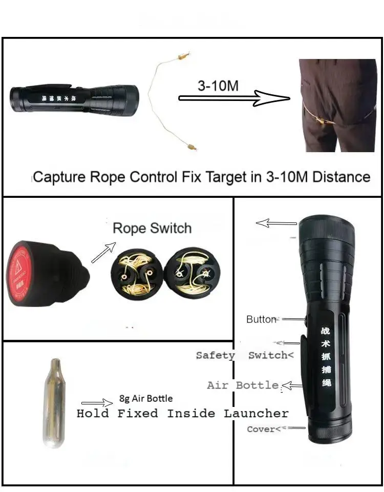 Net Rope Launcher Used for Capturing in 3-10M Distance 10m/s Speed Rope Stretch Length: 2M