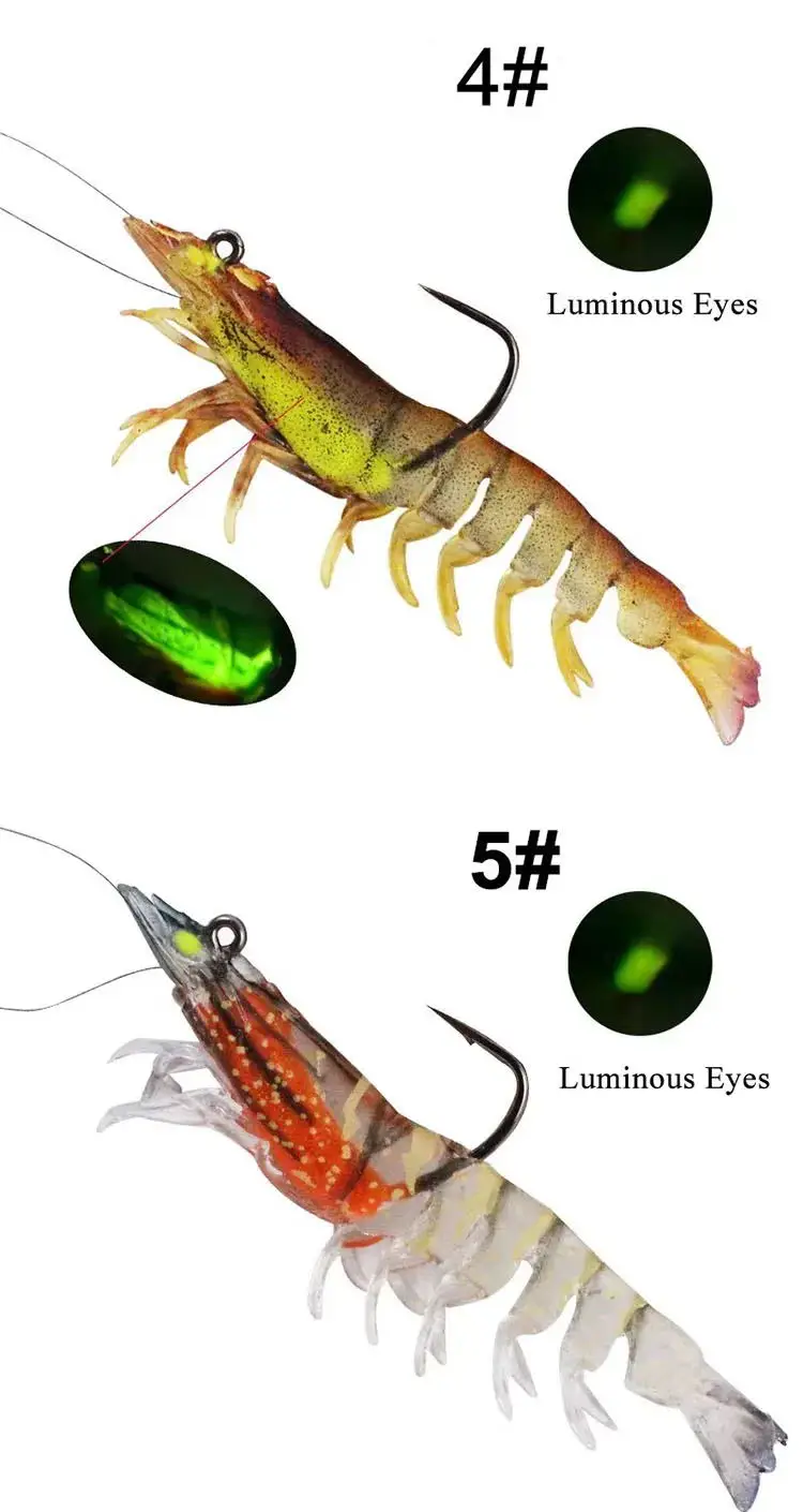 WeiHe 1 Stück 8 cm 8 g 6 Farben künstlicher PVC-Garnelen-weicher Angelköder, leuchtender Köder für Angelaktivitäten – Detail 4
