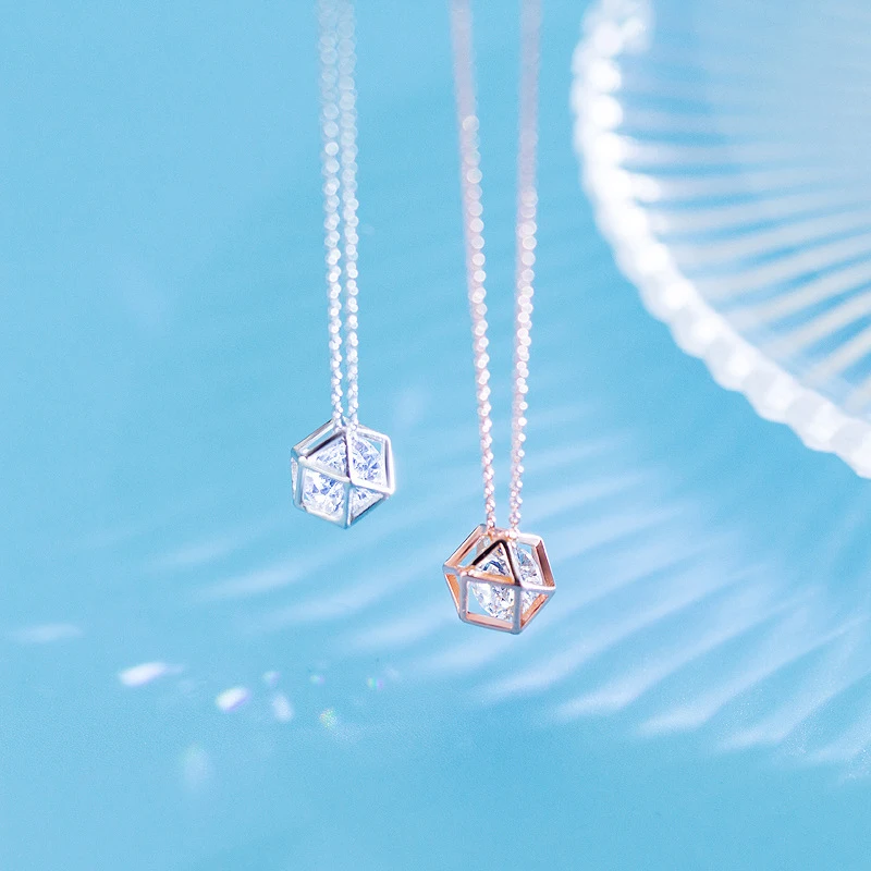 Modian New Sale Geometric Clear 5A CZ Sparkling Charm Necklaces Pendant For Women Real 925 Sterling Silver Irregular Jewelry