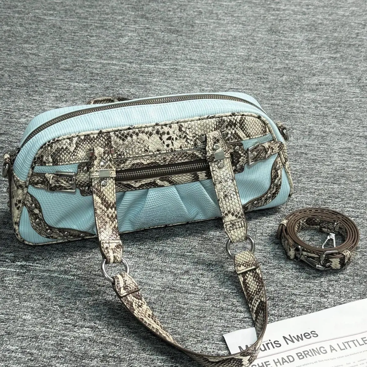 Bolso de mujer 2025 nueva moda estilo euroamericano Y2K Serpentine Nylon bolsos de hombro bolso