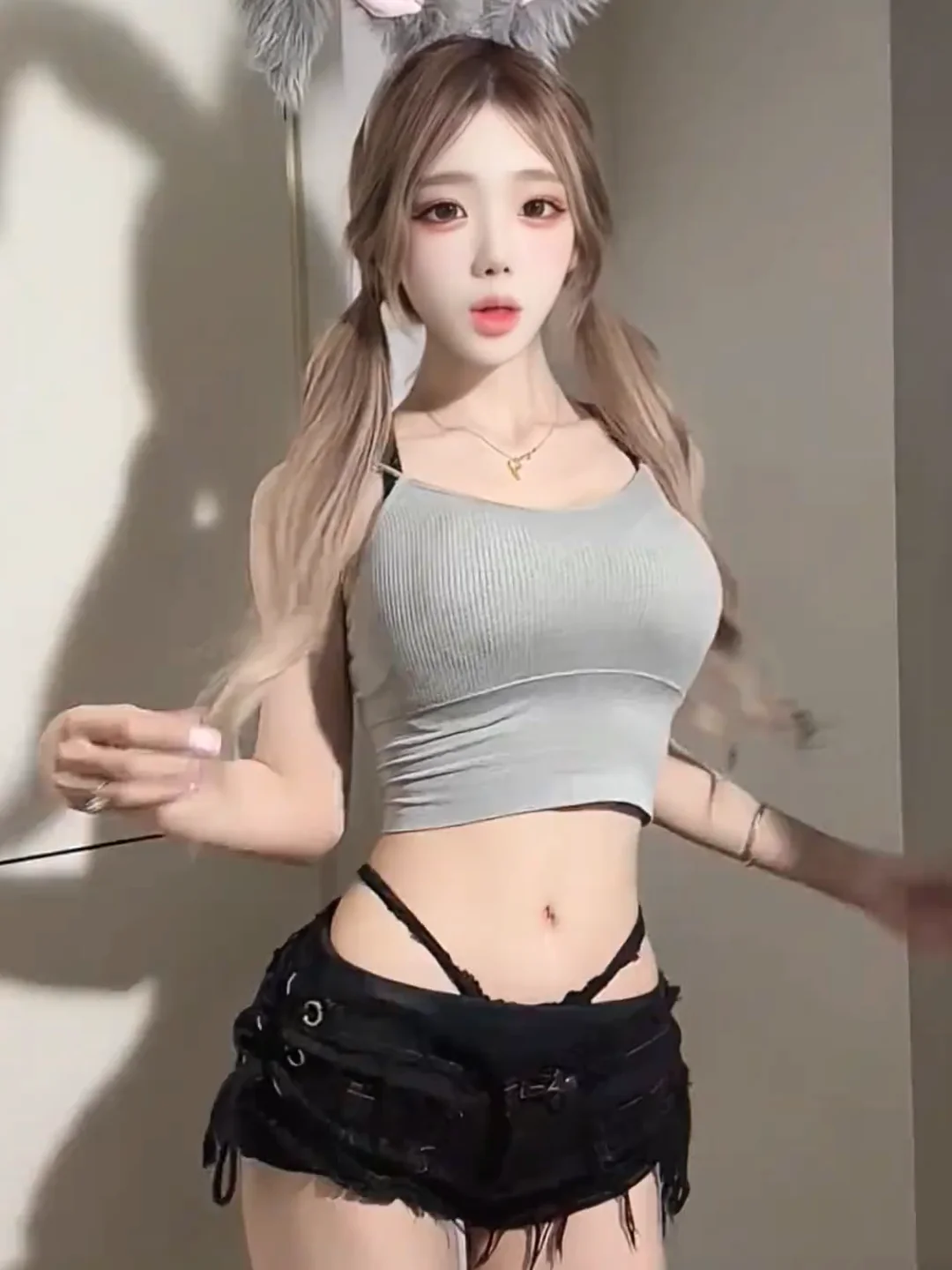 

Sexy Retro V-neck Strap Vest And Short Set for Young Women Low-waisted Body-shaping Summer Outfit Two-piece Set by Unknown Brand