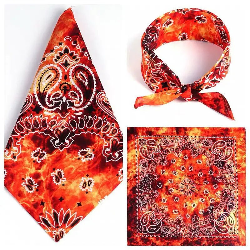 54*54cm Kerchief Hip-Hop Paisley Bandanas Neck Scarf Punk Tie-dye Sports Headwear Square Headband Wrap Scarf for Men/Women