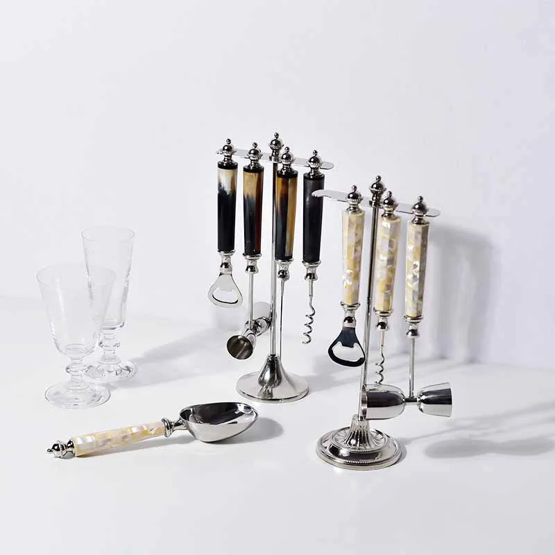 Indian beef bone wine set, bottle opener, color shell craft bottle starter, restaurant wine cabinet, bar decoration.