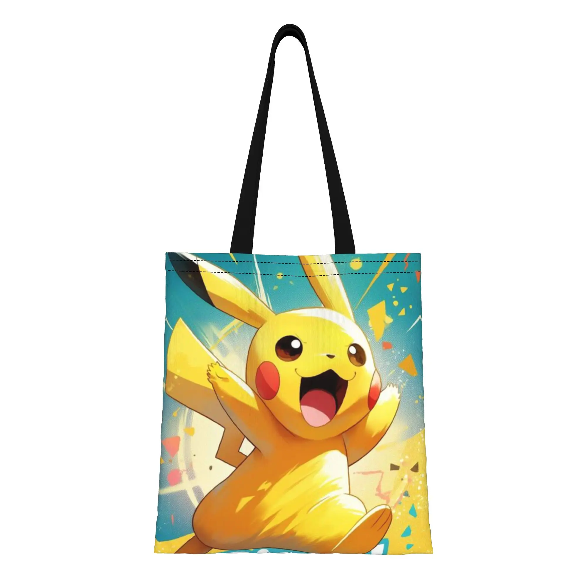 

Back to school season Sunny Yellow Electric Friend Pikachu Canvas Tote Bag Perfect for Grocery Women's Top-Handle Bags