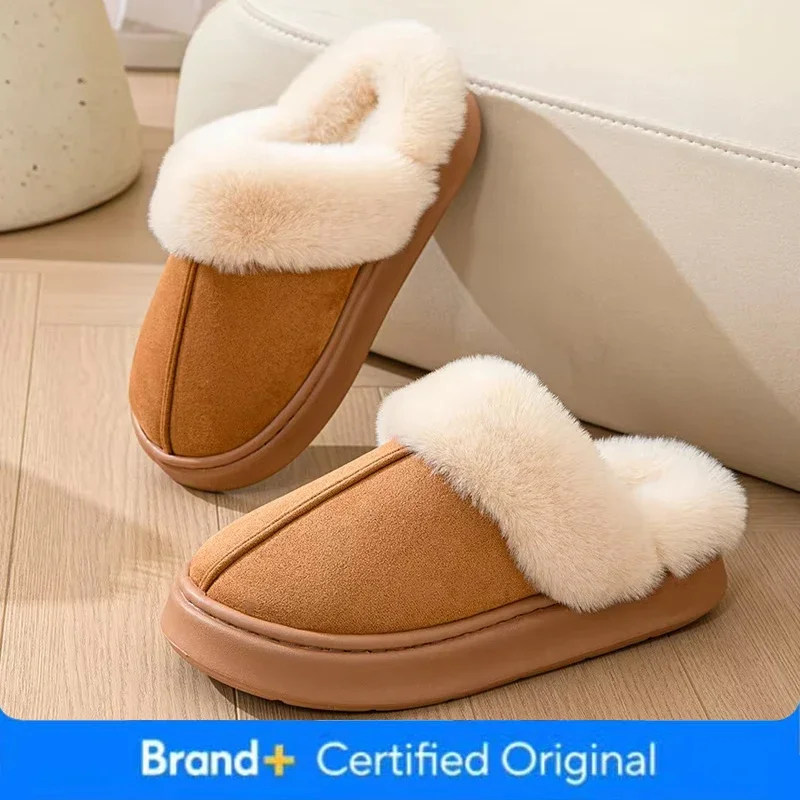 

Casual Fluffy Slippers Women House Winter Plush Designer Shoes Ladies Flats Home Warm Fashion Elegant Solid Platform Footwear