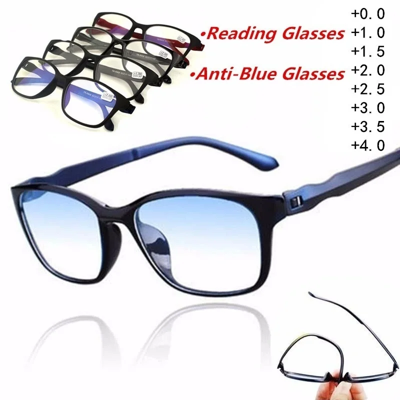 

New Reading Glasses Men Anti Blue Presbyopic Eyeglasses Antifatigue Computer Eyewear +0.0 +1.0 +1.5 +2.0 +2.5 +3.0 +3.5 +4.0