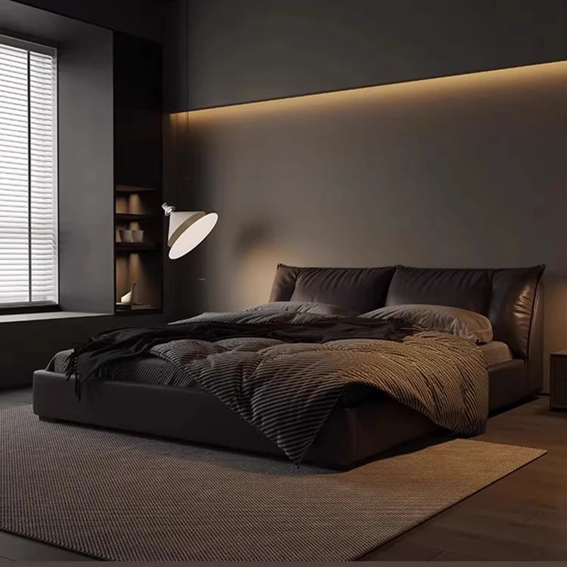 

Напольная европейская роскошная кровать, двуспальная кровать размера King Size, кожаная кровать для сна, простая компактная модная мебель Camas De Casal