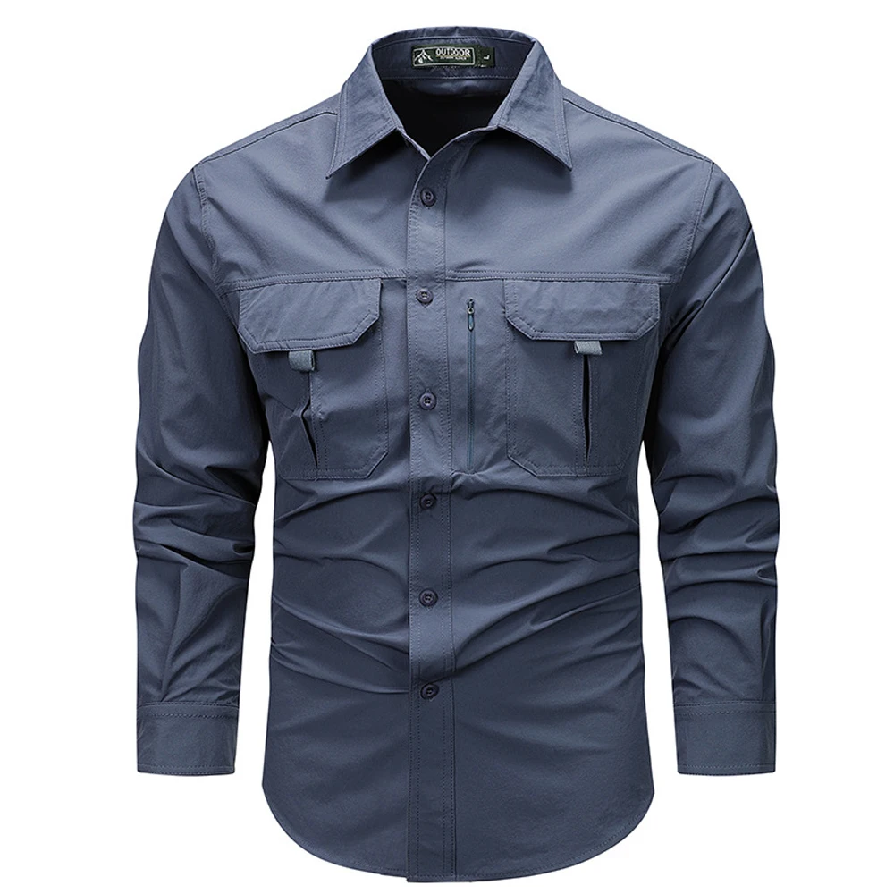 Spring Autumn Men's Tactical Cargo Shirts Outdoor Men Loose Multi-Pocket Military Shirts Man Long Sleeve Hiking Shirts Clothing