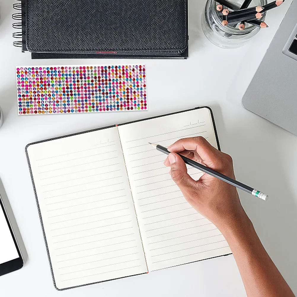 

6 Sheets Decorative Face Jewels Delicate Acrylic Face Gems Multi-Function Scrapbook Stickers Portable Self-Adhesive Paper Photo