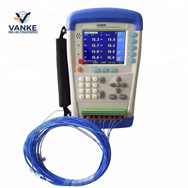 AT4808 8-Channel Handheld Water Temperature Meter Resistance Tester 0.1C Resolution Thermocouple Types J/K/T/E/S/N/B/R