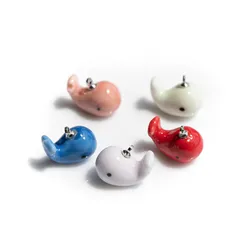 20#5pcs Hand-made Whale Ceramic Beads Retro Style Jewelry Cartoon Animals Pendant Jewelry Part For Necklace #XN112