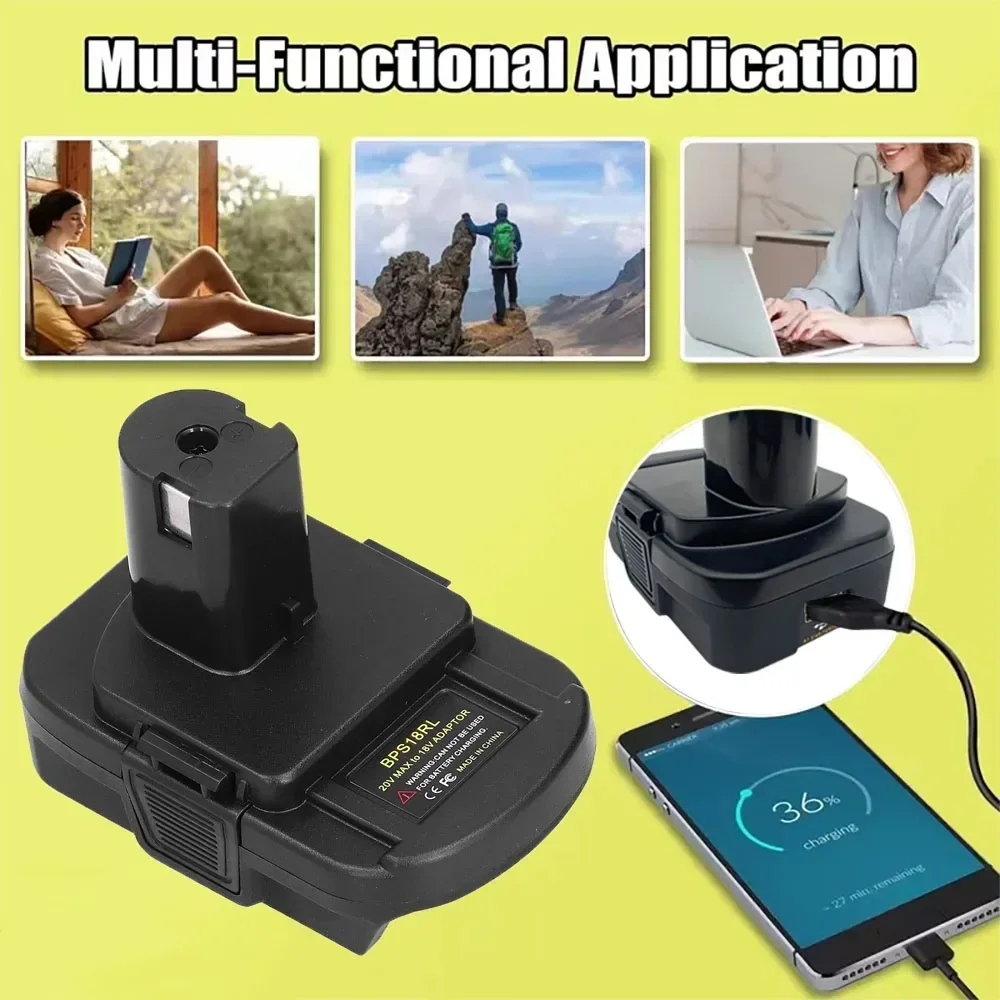 BPS18RL Converter Adapter For Black Decker For Porter-Cable PCC680L For Stanley 18V Lithium Battery on For Ryobi 18V Power Tools image 4