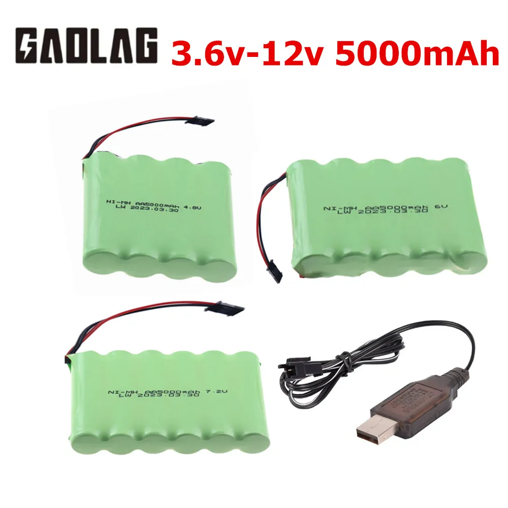 

3.6V/4.8v/6v/7.2v/8.4V/9.6v 5000mAh Rechargeable Battery or Nimh AA Battery Pack For Rc toys Cars Tanks Robots Guns Boats