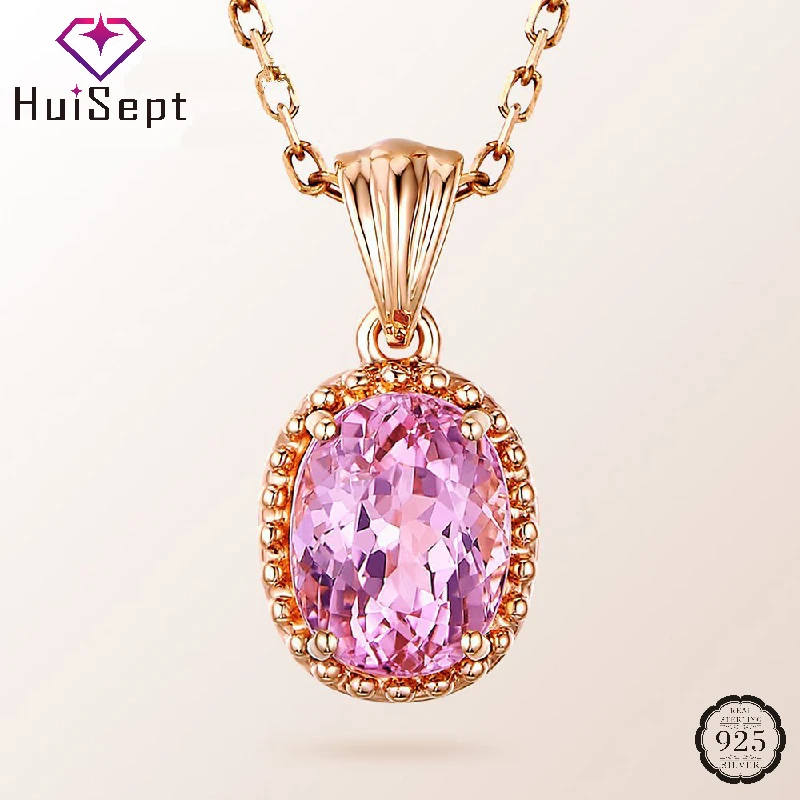 

HuiSept Elegant Zircon Pendant Necklace Silver 925 Jewelry Accessories for Women Wedding Engagement Promise Bridal Party Gifts