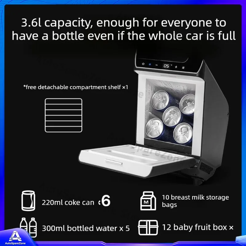 Applicable for Tesla Refreshed Model Y 12V Portable Mini Car Refrigerator Dual Cooling Heating Function Fridge Freezer 3.6L - Image 4