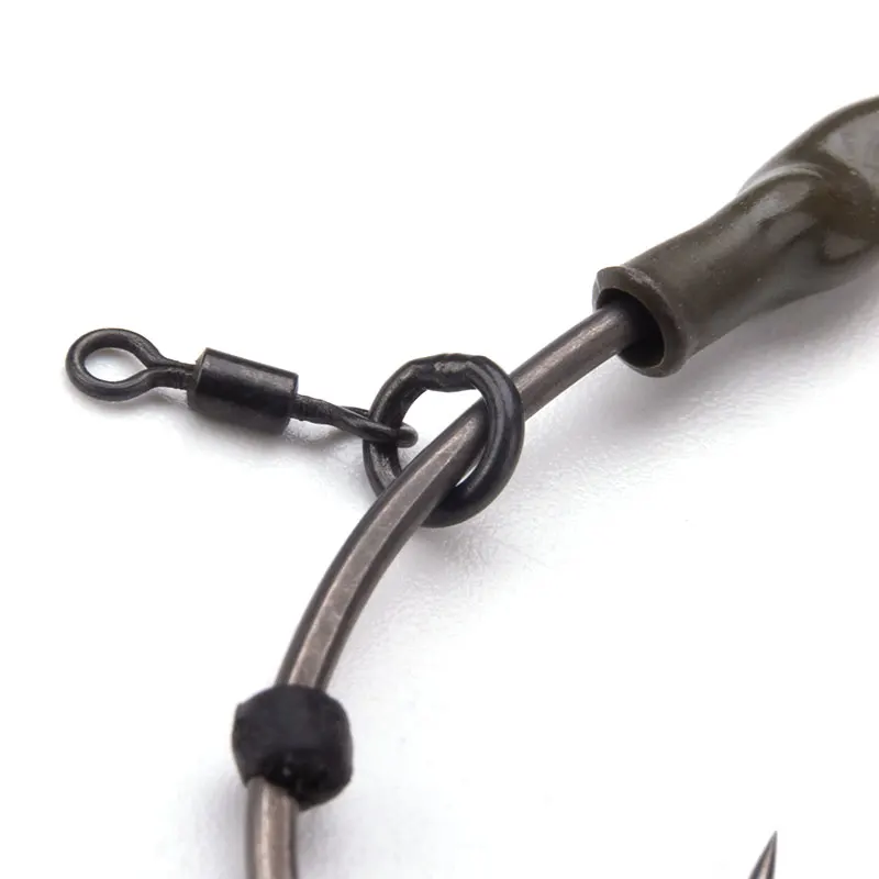 6 Stück Ronnie Rig vorgefertigte Karpfenangel-Rigs – Fertige Spinner-Rigs mit QC-Wirbel und gebogenen Haken für Pop-Up-Boilies – Detail 3