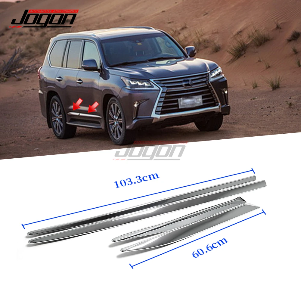 JOGON 4Pcs ABS Chrome Lexus LX 570 2016 2017 2018 2019 2020 2021 Car Side Door Body Protector Molding Cover Trim