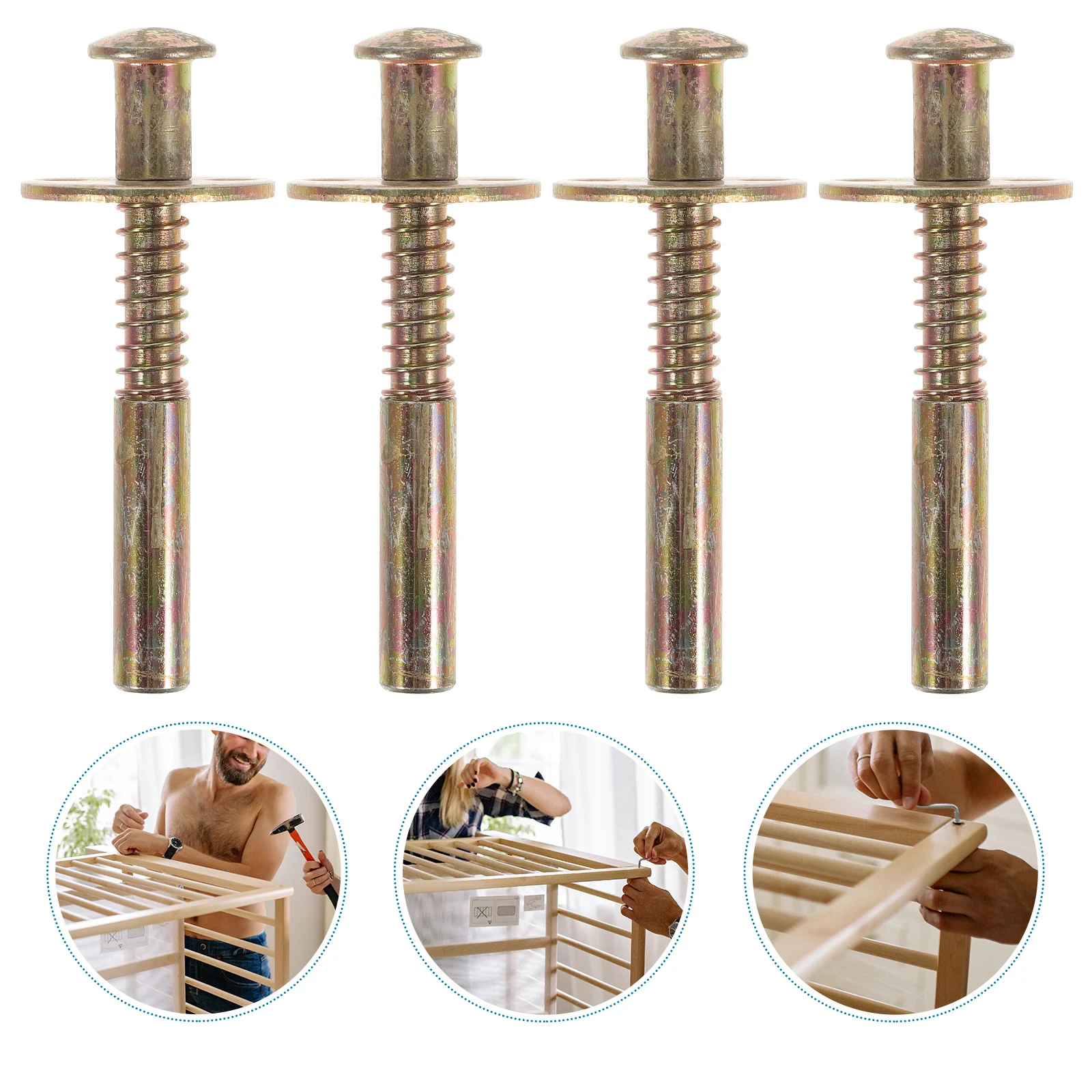 

4pcs Spring Loaded Plunger Latches Durable Iron Easy Installation Crib Bed Fastening Fittings Anti Corrosion Long Service