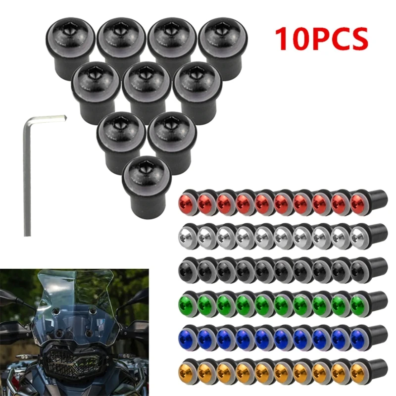 10PCS M5x16mm Motorcycle Windscreen Windshield Bolts Screws Nut Fastener Suitable for honda CBR600 CBR-600 F4i CBR1000RR CB400