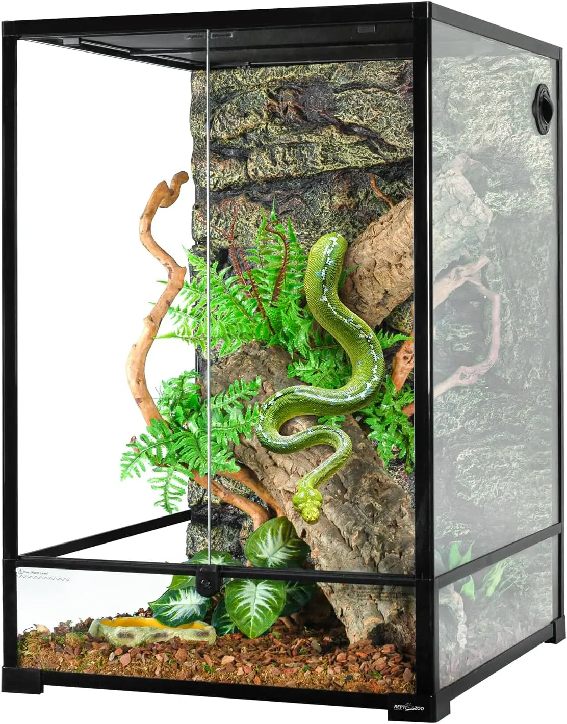 90 Gallon Reptile Terrarium Large Glass Reptile Tank Tall Reptile Terrarium with Front Opening Door and Top Screen Ventilation