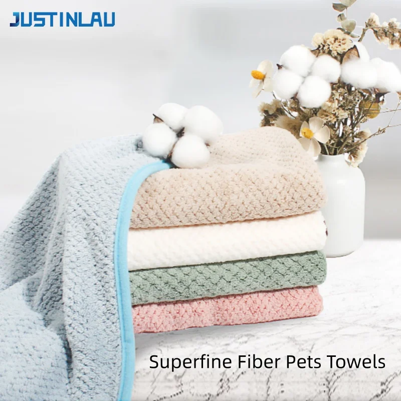 JUSTINLAU Haustier-Badetuch aus Superfaser, schnell trocknende Handtücher für Haustiere, saugfähige Decke für Hunde und Katzen, Bademantel, Reinigungszubehör für Haustiere