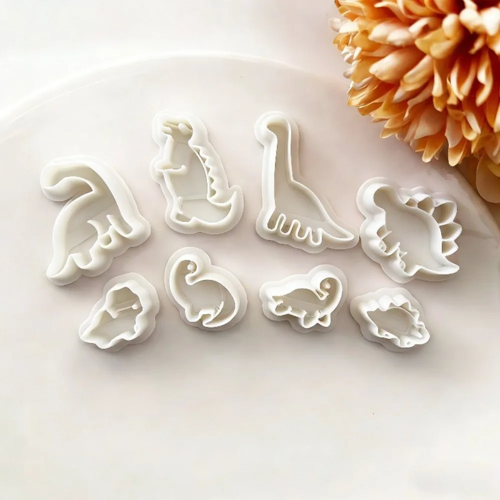 8pcs Cute Dinosaur Clay Cutters Set  Dino Shaped Molds for Polymer Clay Earrings Jewelry Making Tools Halloween Projects  Crafts view 4