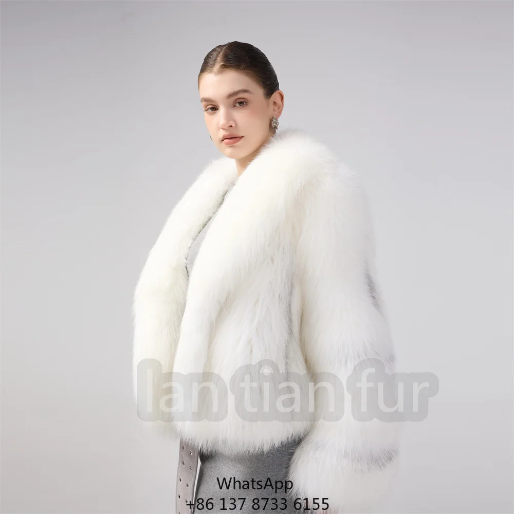 

Factory Custom Wholesale Real Fur Long Sleeves Fashion Women Fluffy Women's Clothing Fur Jacket Winter Real Fox Fur Coat