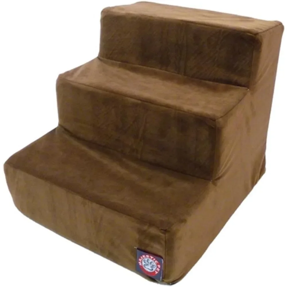 

Portable Dog Stairs For Small Pets, Supports 25 Lbs, Machine Washable Cover, Chocolate Brown