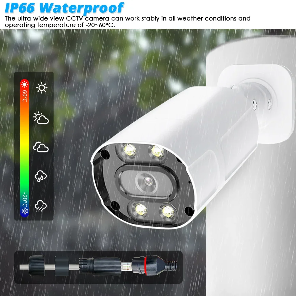 Tuya Smart Ultra HD 6MP POE Camera Outdoor Indoor Weatherproof Security RJ45 Network Bullet EXIR Night Vision Email Alert Camera