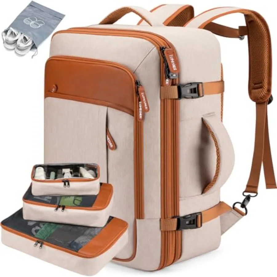 

Carry on Travel Backpacks Extra Large 40L Flight Approved Bag for Men and Women Expandable Suitcase Backpack With 4 Packing Cub