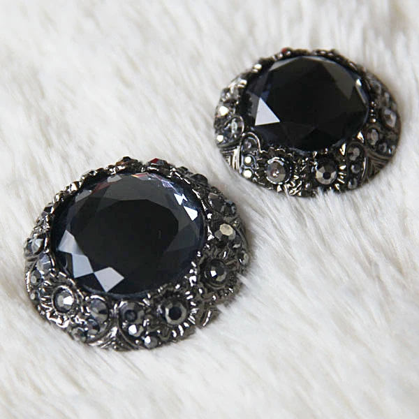 25/30/36mm 5pcs/lot Black High-grade Crystal Buttons Cashmere Mink Coat Fur Clothing Buckle Diamond Decoration Clasp Buckle Diy